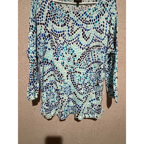 Talbots Women's Blue Pattern Knit Top Dolman 3/4‎ Sleeve Blouse Medium - Picture 5 of 7